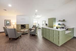 the front lobby and soft seating of the Willow Knoll facility