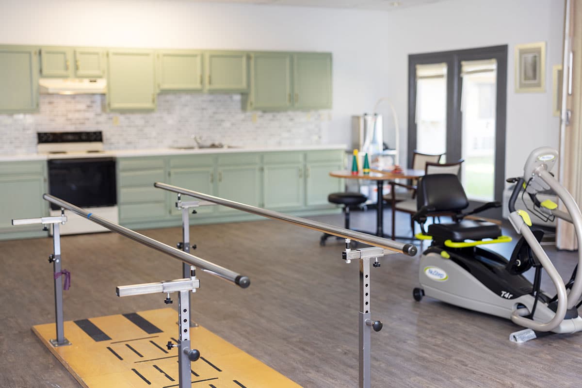 the rehab gym at the Willow Knoll facility