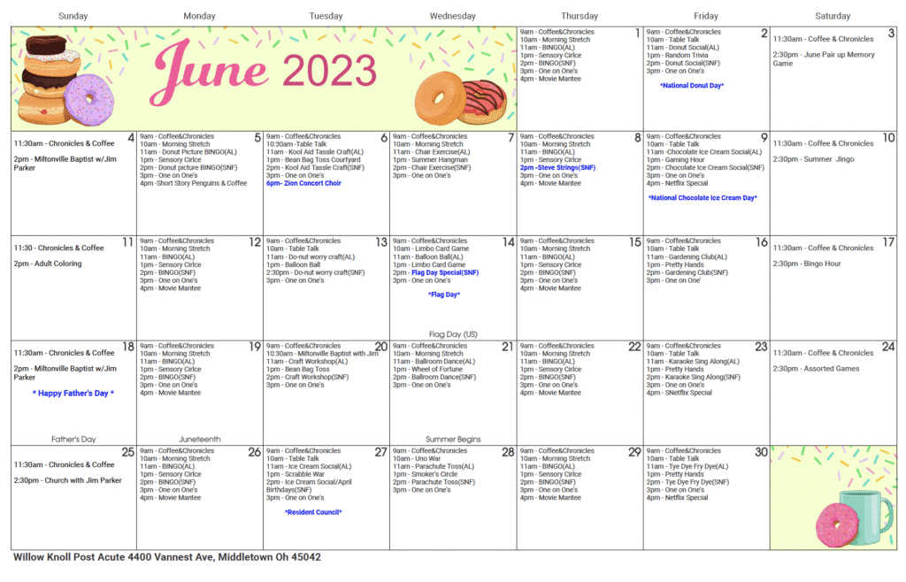 June 2023 calendar for Willow Knoll